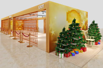 design 3d trade booth, exhibition stand, stall, both, kiosk