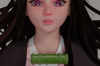 model 3d anime beautiful