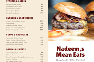 design modern restaurant menu
