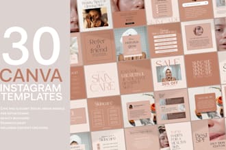 provide 30 skincare, wellness canva templates for instagram