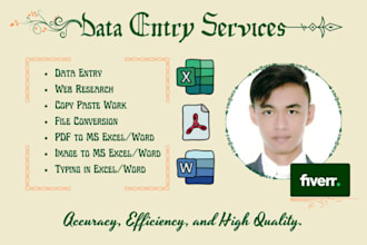 do data entry, copy paste, and excel to PDF