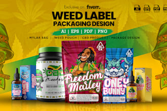 design unique weed pouch, mylar bag, cbd product labels
