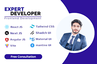 develop frontend in next js, react js, vite, angular js