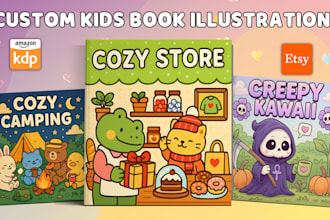 draw custom cozy bold and easy coloring book or coloring pages for KDP etsy