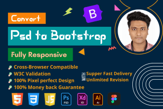 convert psd to  bootstrap, xd to html, figma to html