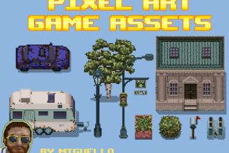 draw pixel art sprites and objects in retro 8 or 16bit style