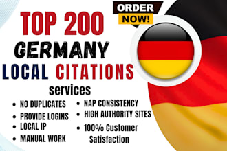 create 200 manual germany local citations for local SEO ranking