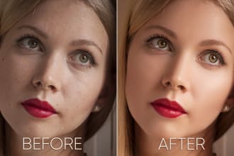 do high end photo retouching, photo editing, skin retouching in photoshop