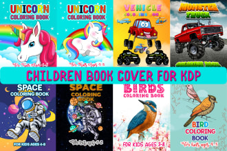 create children book cover and coloring book pages