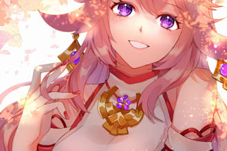 draw anime style illustrations and fanarts