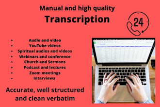 do youtube sermon, webinar interview podcast spiritual audio video transcription