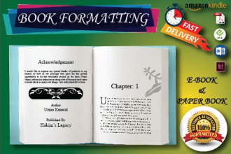 do book formatting for ebook and paperback for amazon kdp by using docx indesign