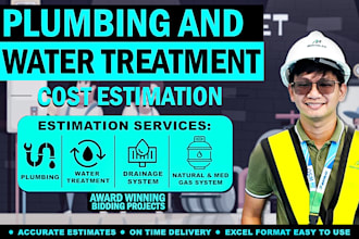 do plumbing, water treatment, sanitary cost estimation and quantity takeoff