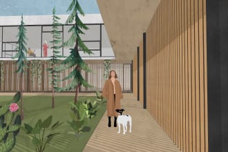 create architectural post digital collages and visuals