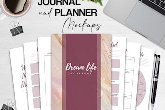 design custom  mockups for your planner and journal