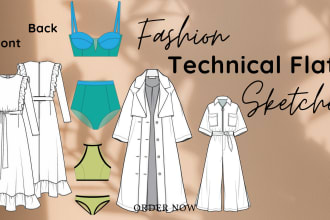 make professional fashion technical sketches and drawings