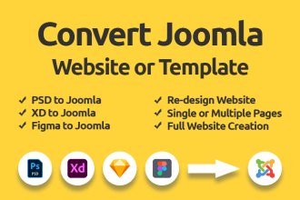 convert psd, xd, figma to joomla template, redesign website