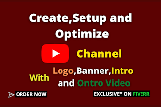 create and youtube channel setup with logo, banner, outro
