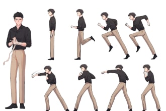 create anime style art character sprite sheet for your game