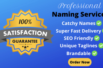 suggest catchy business name ideas or website domain names, taglines, slogans