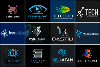 creative tech technology startup security unique logo design