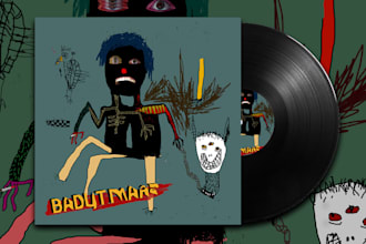 hand drawn unique unusual in my style for your music cover