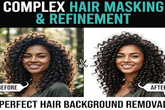do complex hair masking and hair background removal, hair refine edge, hair line