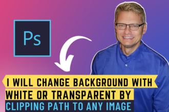 change background with white or transparent by clipping path to any image