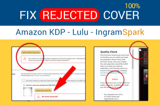 fix error, modify,resize,rejected, format book cover for amazon KDP in 30min