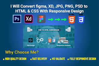 convert PSD, xd, to html and CSS
