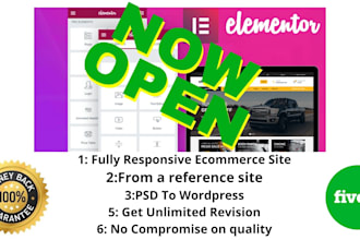 design a professional ecommerce site with elementor