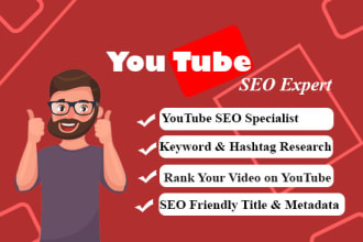 be your youtube channel SEO expert, promotion of your channel