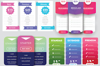 design a PSD,ai pricing table and comparison chart