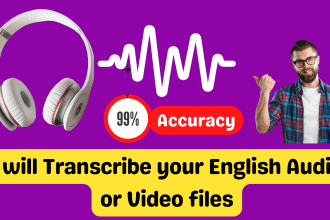 transcribe english audio and video files to text