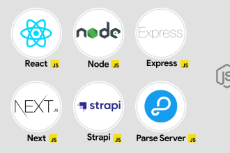develop react js, next js, strapi, parse server and express js web app