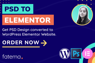convert PSD adobe xd design to develop responsive wordpress elementor website