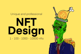 do unique nft art collection, cartoon, characters with 100, 1k, 10k nfts