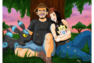 draw you as a pokemon trainer with your favourite pokemon