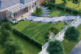 create your front yard, backyard, garden,swimming pool and landscape design