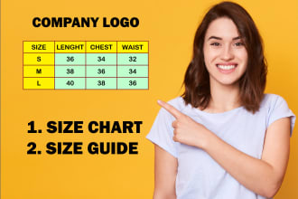create professional  size charts