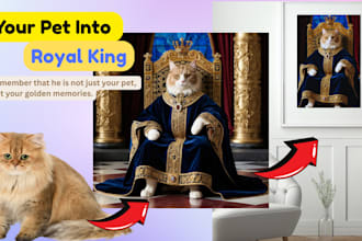 creat royal pet portrait image to celebrate your pet
