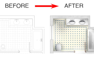 create a 2d render of a plan and elevation
