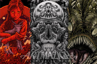 draw detailed dark art illustration with our special style