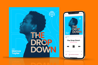 design modern podcast cover art and podcast logo