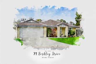 paint custom watercolor of your house, building or landscape