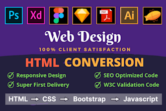 convert figma to html, psd to html, xd to html