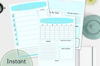 create high quality custom digital printable planner