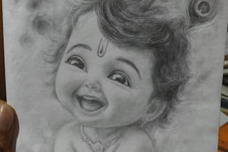 do hand drawn realistic pencil portrait, pencil sketch