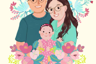 draw cute self portrait, couple, or idol