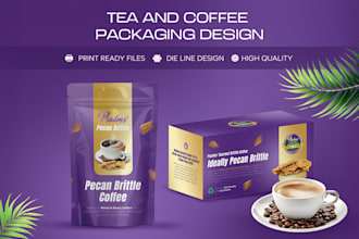 design premium coffee and tea boxes label and pouch packaging